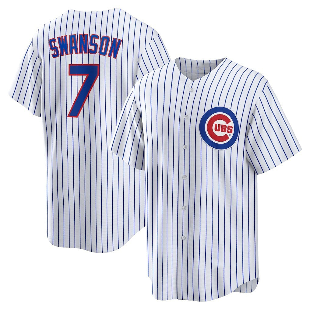 marshops Chicago Cubs #7 Dansby Swanson White  Replica Player Jersey