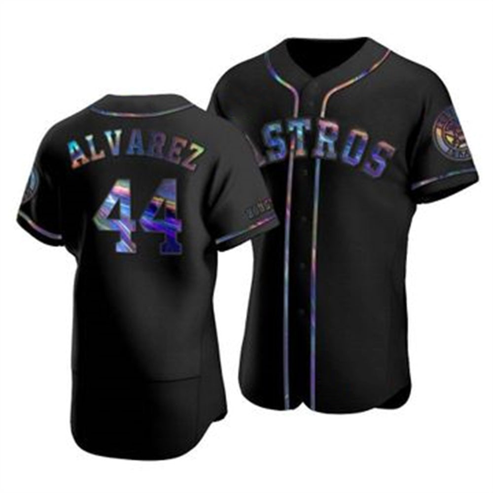 marshops Houston Astros #44 Yordan Alvarez Iridescent Holographic Collection Jersey - Black