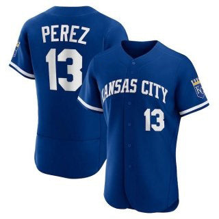 marshops Kansas City Royals #13 Salvador Perez Blue  Flex Base Stitched Jersey