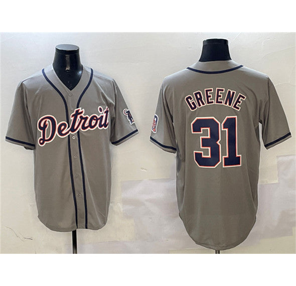 marshops Detroit Tigers #31 Riley Greene Gray  With Patch Cool Base Stitched Jersey