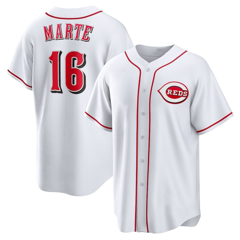 marshops  Cincinnati Reds #16 Noelvi Marte White  Home Replica Jersey