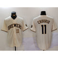 marshops Milwaukee Brewers #11 Jackson Chourio Cream  Stitched Cool Base Jerseys