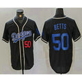 marshops Los Angeles Dodgers #50 Mookie Betts Number Black  Cool Base With Patch Stitched Jersey 2