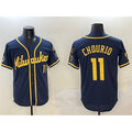 marshops Milwaukee Brewers #11 Jackson Chourio Navy  With Home Patch Limited Stitched Jersey