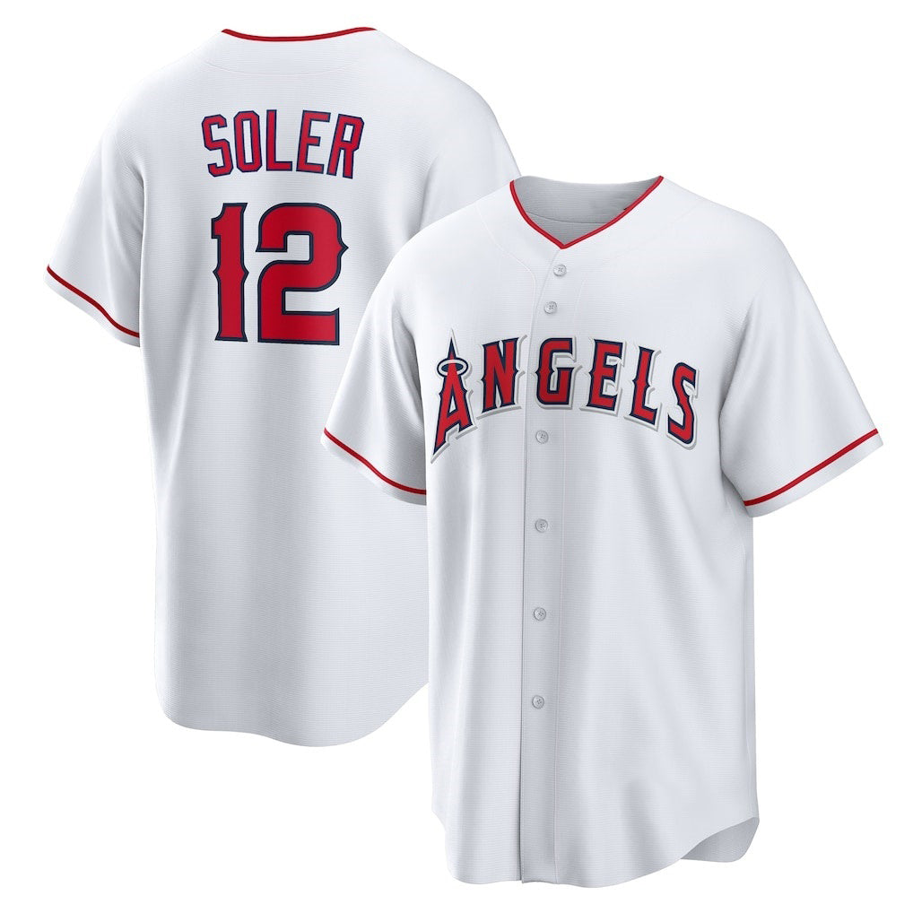 marshops Los Angeles Angels #12 Jorge Soler White  Home Replica Jersey