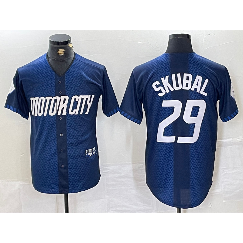 marshops Detroit Tigers #29 Tarik Skubal 2024 Navy  City Connect Cool Base Limited Stitched Jersey