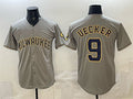 marshops Milwaukee Brewers #9 Bob Uecker Grey  Home Limited Stitched Jersey