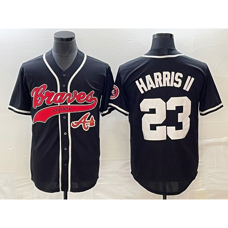 marshops Atlanta Braves #23 Michael Harris II Black  Cool Base Stitched Jersey 2