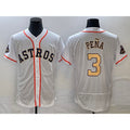 marshops Houston Astros #3 Jeremy Pena 2023 White Gold  World Serise Champions Patch Flex Base Stitched Jersey