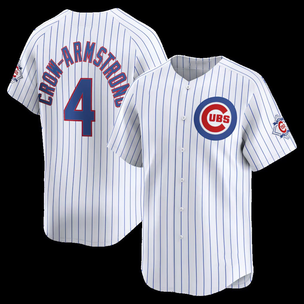 marshops Chicago Cubs #4 Pete Crow-Armstrong White  150th Anniversary Limited Jersey