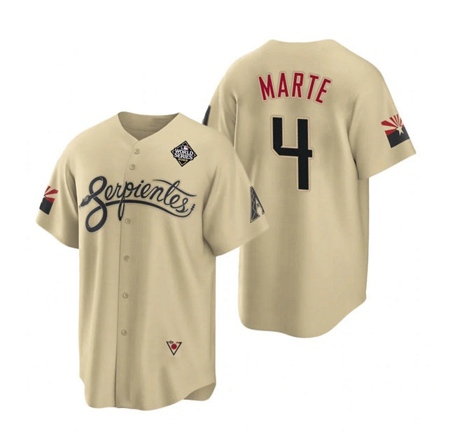 marshops Arizona Diamondbacks #4 Ketel Marte Gold  2023 World Series City Connect Cool Base Stitched Jersey