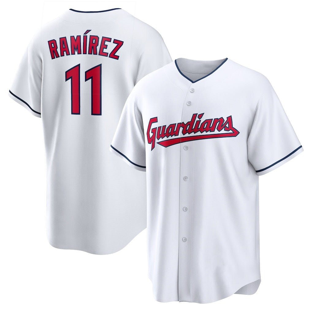 marshops Cleveland Guardians #11 Jos¨¦ Ram¨ªrez White  Replica Player Jersey