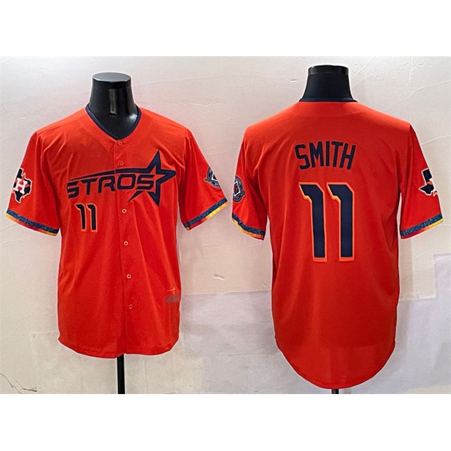 marshops Houston Astros #11 Cam Smith Orange  2025 City Connect With Texas Patch Limited Stitched Jersey