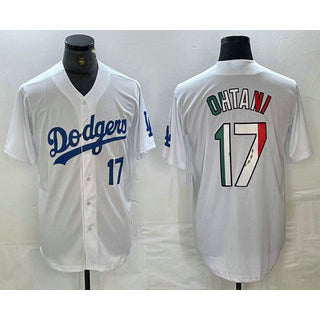 marshops Los Angeles Dodgers #17 Shohei Ohtani Number Mexico White  Cool Base Stitched Jerseys
