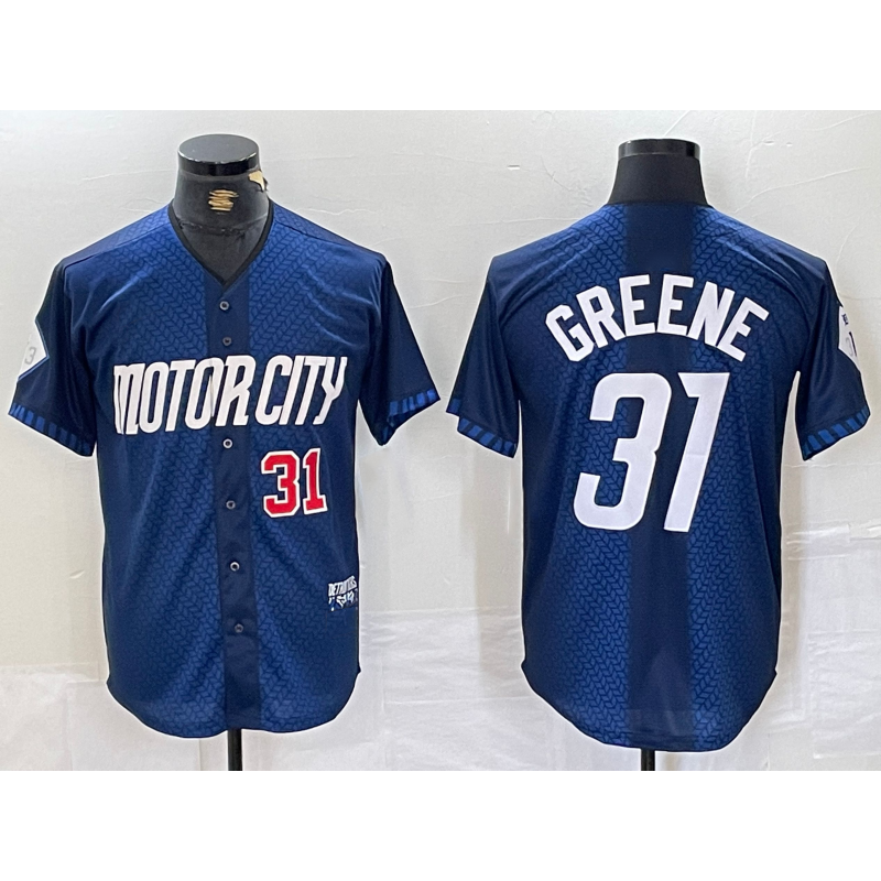 marshops Detroit Tigers #31 Riley Greene Number 2024 Navy  City Connect Cool Base Limited Stitched Jersey