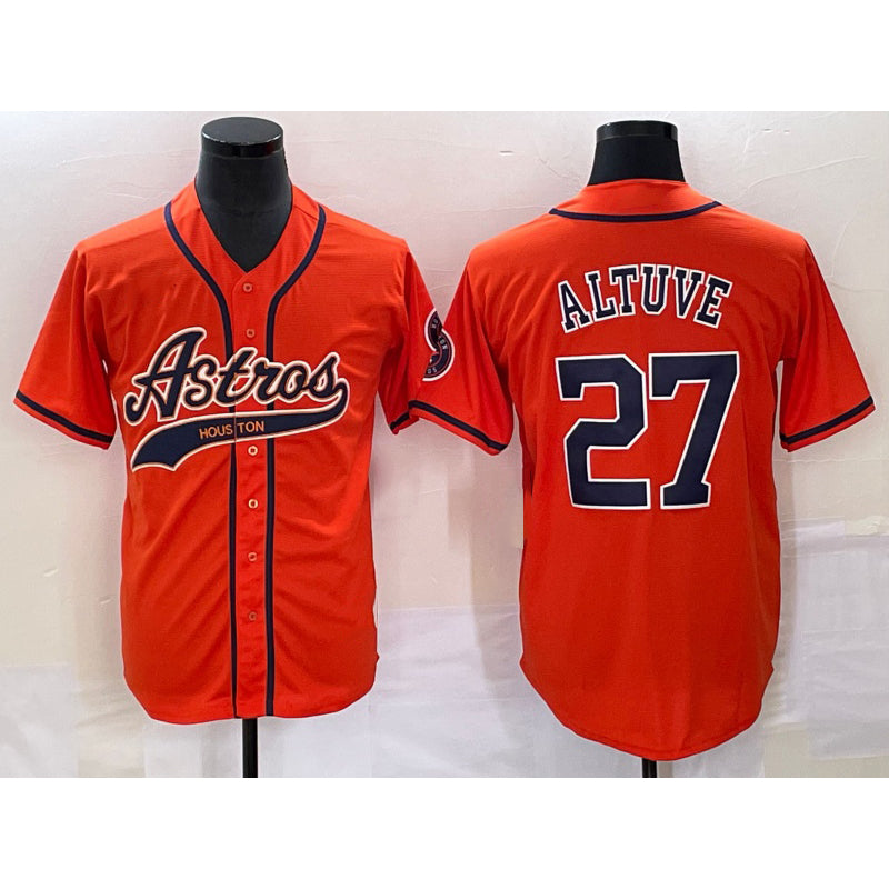 marshops Houston Astros #27 Jose Altuve Orange  With Patch Cool Base Stitched Jersey