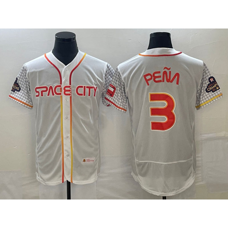 marshops Houston Astros #3 Jeremy Pena Number White  2023 City Connect Flex Base Stitched Jersey
