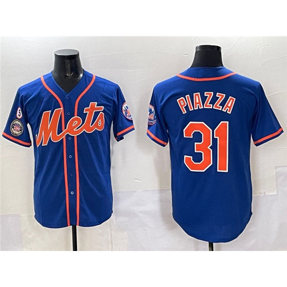 marshops New York Mets #31 Mike Piazza Blue  With Patch Cool Base Stitched Jersey