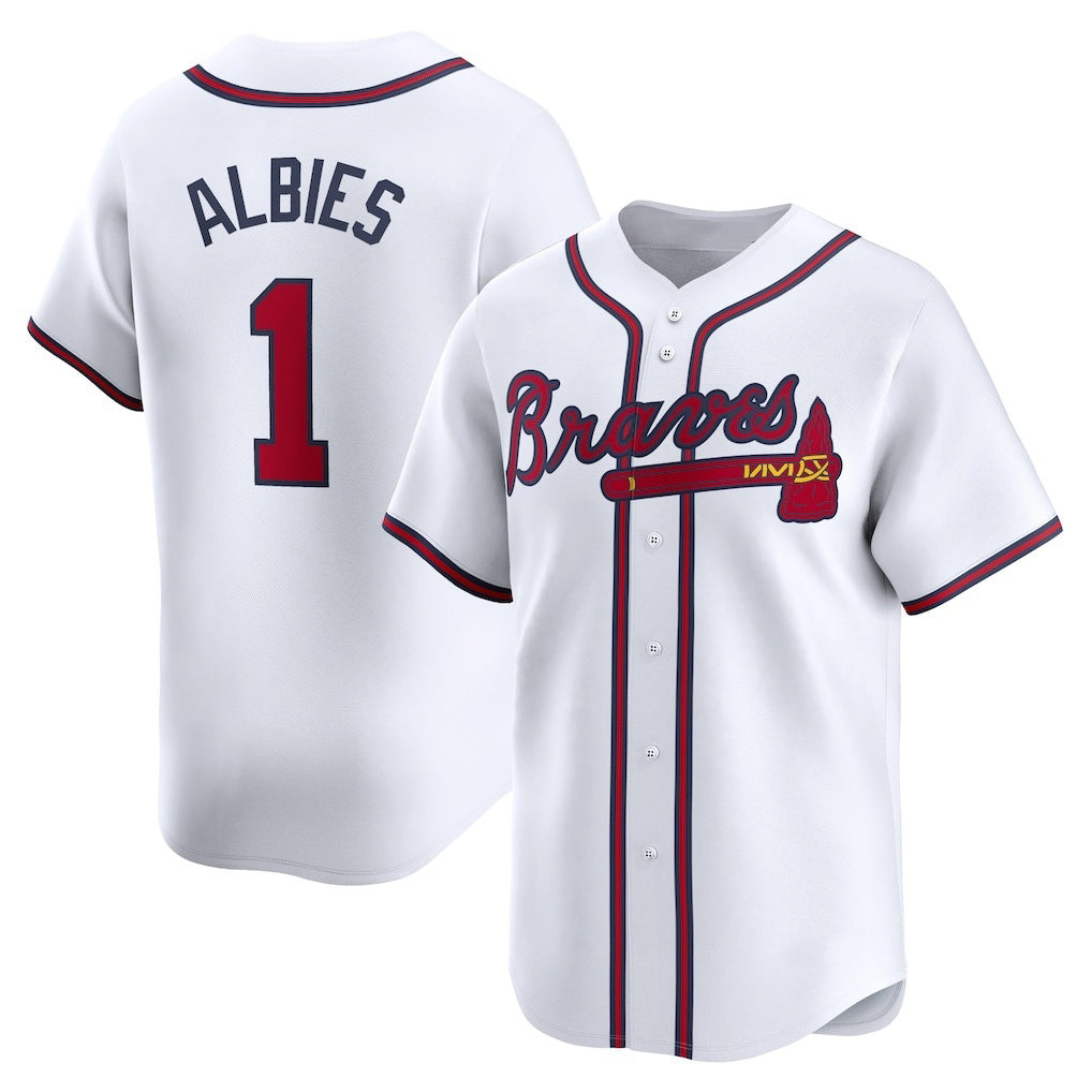 marshops Atlanta Braves #1 Ozzie Albies White  Home Limited Player Jersey