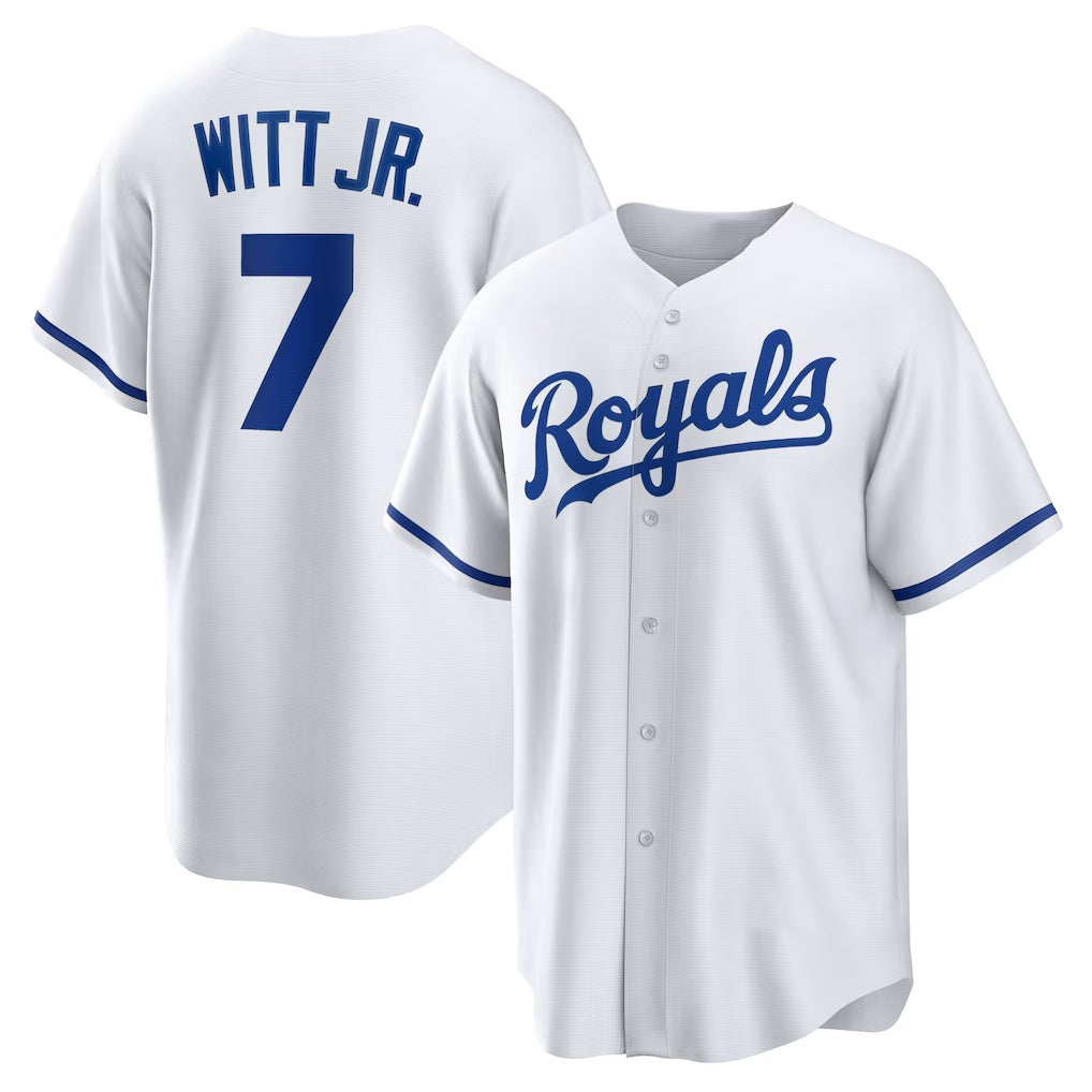 marshops Kansas City Royals #7 Bobby Witt Jr. White  Home Replica Player Jersey