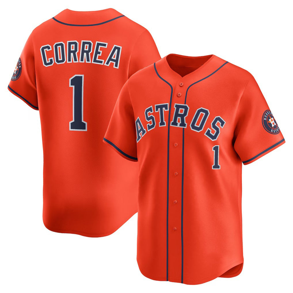marshops Houston Astros #1 Carlos Correa Orange  Alternate Limited Player Jersey