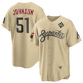 marshops Arizona Diamondbacks #51 Randy Johnson Gold  2023 World Series City Connect Cool Base Stitched Jersey