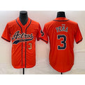 marshops Houston Astros #3 Jeremy Pena Number Orange  With Patch Cool Base Stitched Jersey