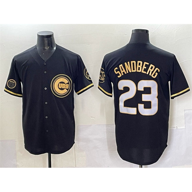 marshops Chicago Cubs #23 Ryne Sandberg Black  Gold 'Ryne Sandberg Tribute' Vapor Limited V2 Stitched Jersey