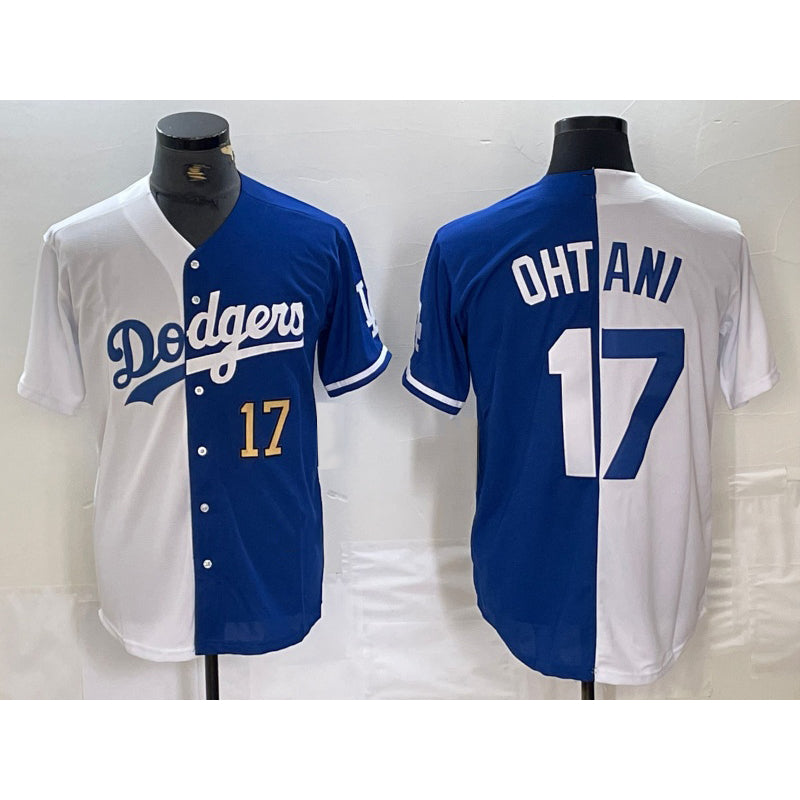 marshops Los Angeles Dodgers #17 Shohei Ohtani Number White Blue  Two Tone Stitched Jerseys