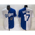 marshops Los Angeles Dodgers #17 Shohei Ohtani Number White Blue  Two Tone Stitched Jerseys