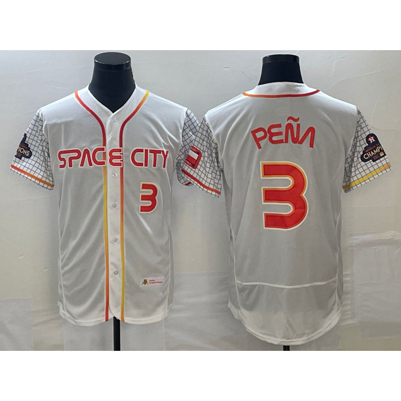 marshops Houston Astros #3 Jeremy Pena Number White  2023 City Connect Flex Base Stitched Jersey 3