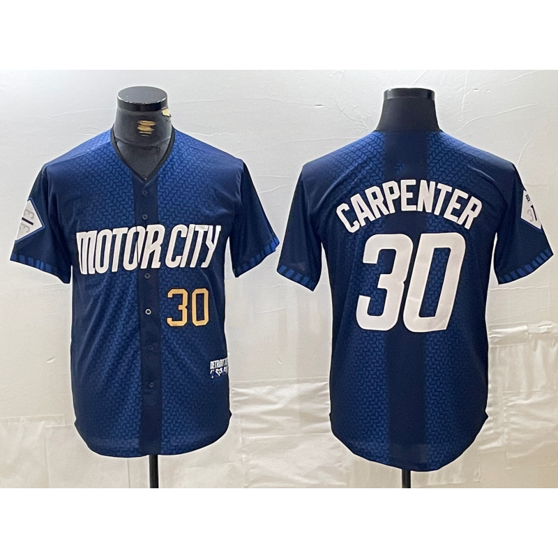 marshops Detroit Tigers #30 Kerry Carpenter Number 2024 Navy  City Connect Cool Base Limited Stitched Jersey 2