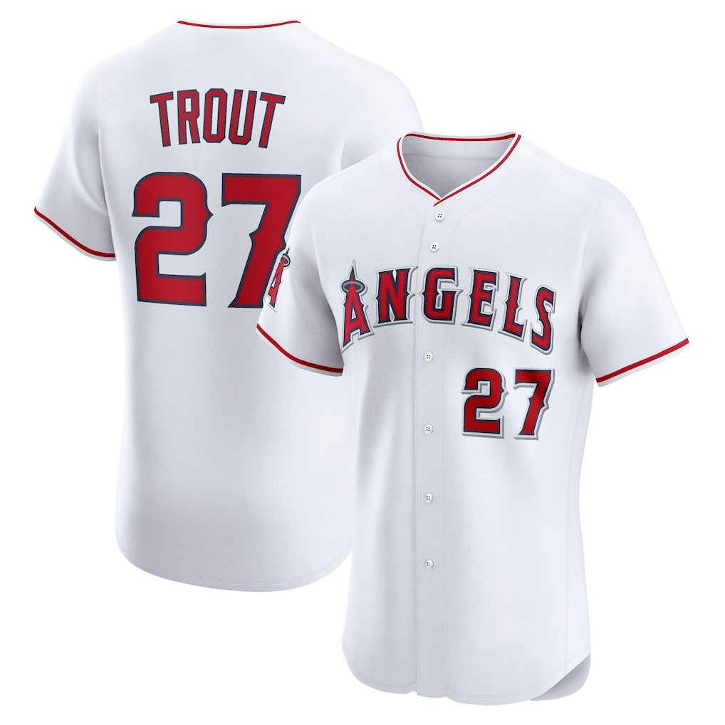 marshops Los Angeles Angels #27 Mike Trout White  Home Elite Player Jersey