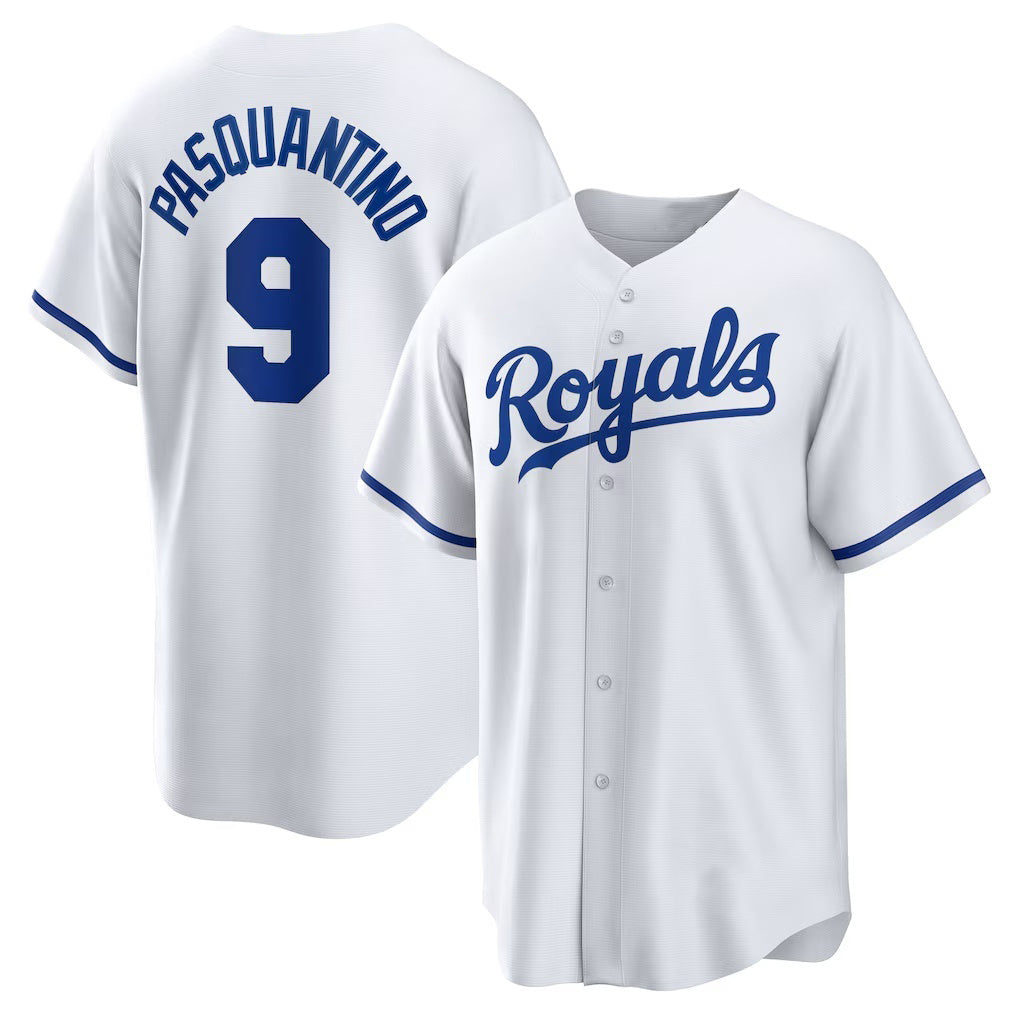 marshops Kansas City Royals #9 Vinnie Pasquantino White  Home Replica Jersey