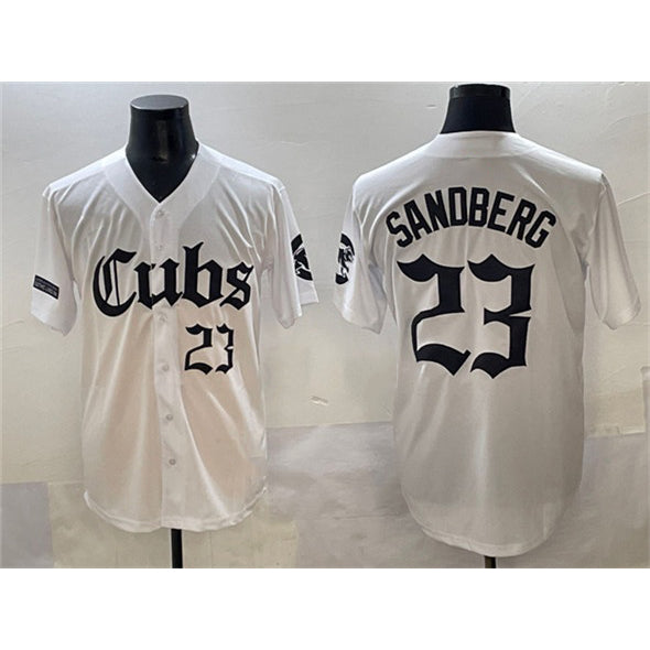 marshops Chicago Cubs #23 Ryne Sandberg White  'Gothic North Side Edition' Vapor Premier Limited Stitched Jersey