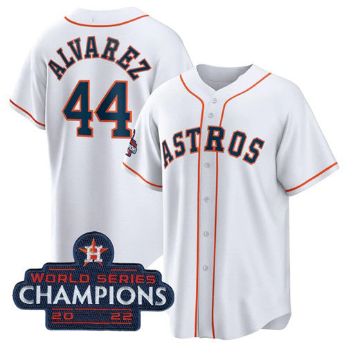 marshops Houston Astros #44 Yordan Alvarez White  2022 World Series Champions Home Stitched Jersey