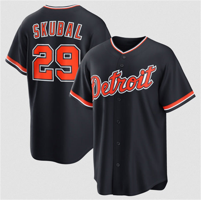marshops Detroit Tigers #29 Tarik Skubal Navy  Alternate Stitched Jersey