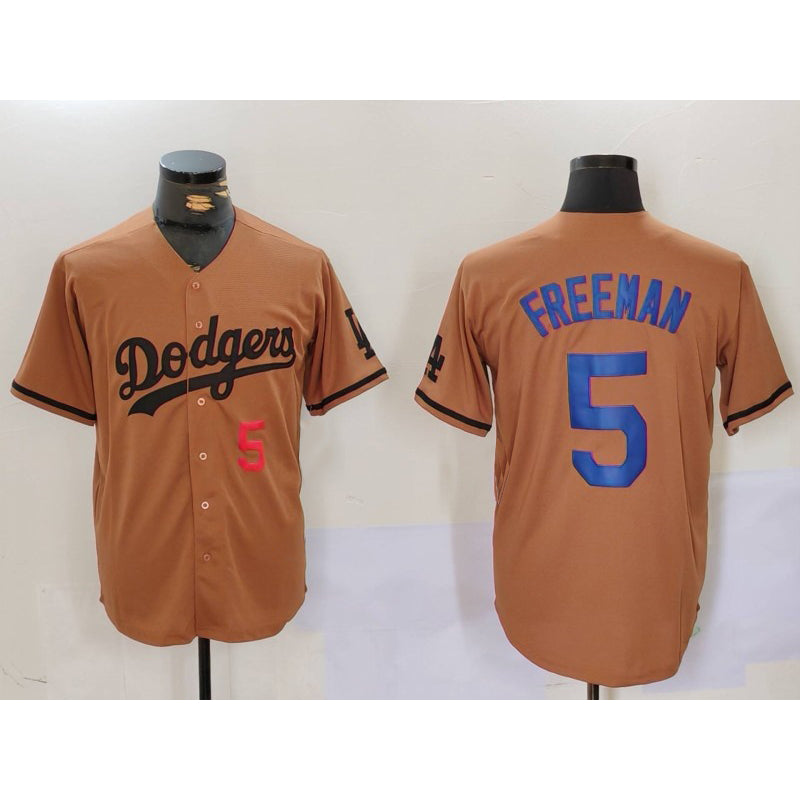 marshops Los Angeles Dodgers #5 Freddie Freeman Number Olive  Cool Base Limited Stitched Jersey 2