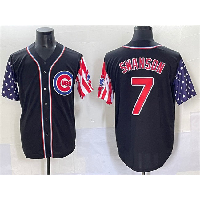 marshops Chicago Cubs #7 Dansby Swanson Black  2025 Independence Day Vapor Premier Limited Stitched Jersey
