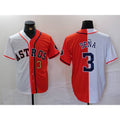 marshops Houston Astros #3 Jeremy Pena Number White Orange  Split Stitched Jersey
