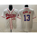 marshops Atlanta Braves #13 Ronald Acuna Jr White  Cool Base With Patch Stitched Jersey 2