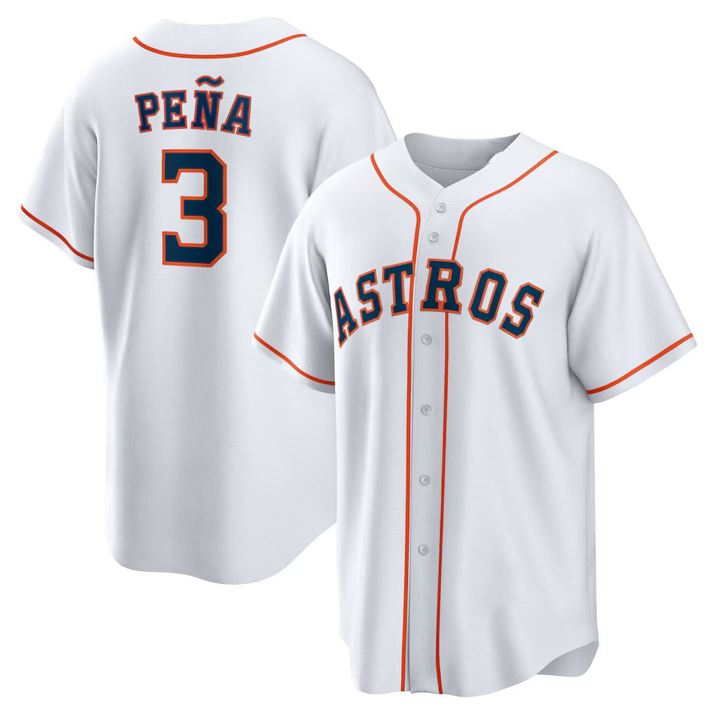 marshops Houston Astros #3 Jeremy Pe?a White  Home Replica Jersey