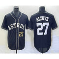 marshops Houston Astros #27 Jose Altuve Number Black  Cool Base Stitched Jersey