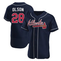 marshops Atlanta Braves #28 Matt Olson Navy  Flex Base Stitched Jersey