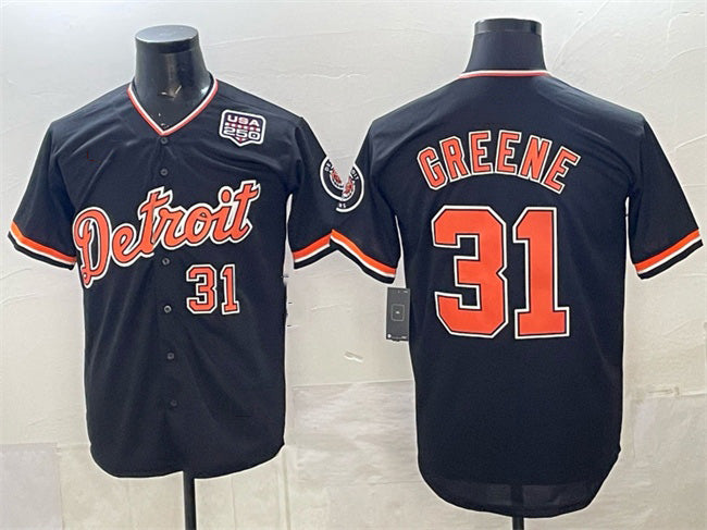 marshops Detroit Tigers #31 Riley Greene Navy  2026 Alternate USA 250' Patch Vapor Premier Limited Stitched Jersey