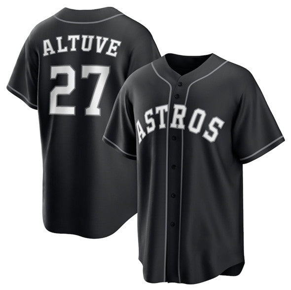 marshops Houston Astros #27 Jose Altuve Black  Lights Out Limited Stitched Jersey