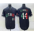 marshops Houston Astros #44 Yordan Alvarez Number Mexico Black  Cool Base Stitched Jersey