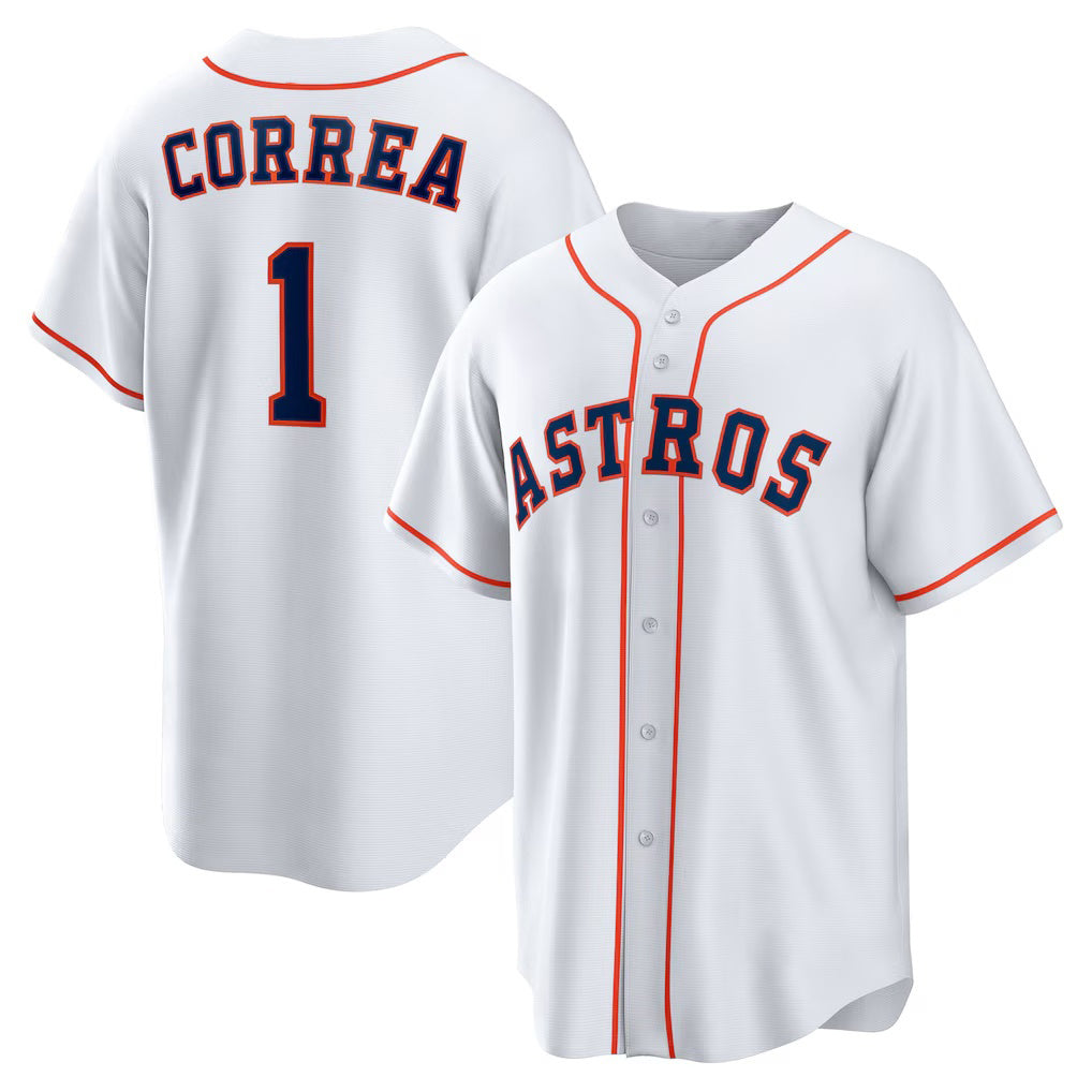 marshops Houston Astros #1 Carlos Correa White  Home Replica Jersey