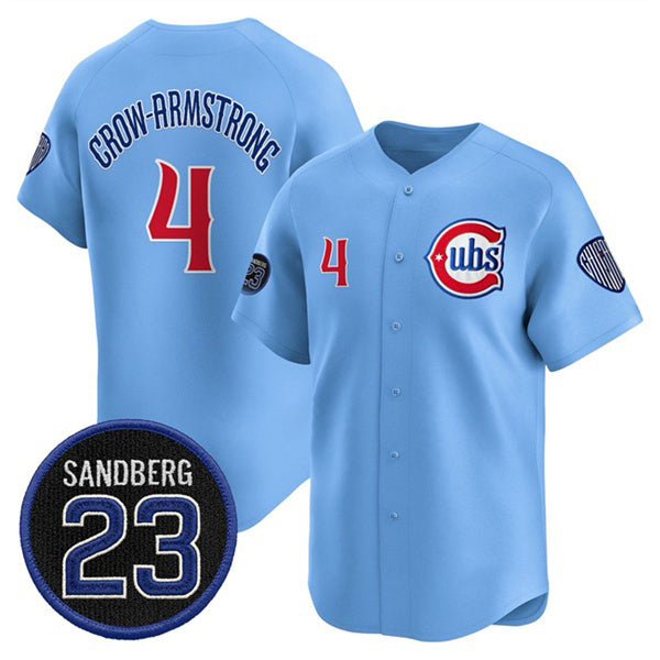 marshops Chicago Cubs #4 Pete Crow-Armstrong Blue  'Ryne Sandberg Tribute' Vapor Limited V2 Stitched Jersey