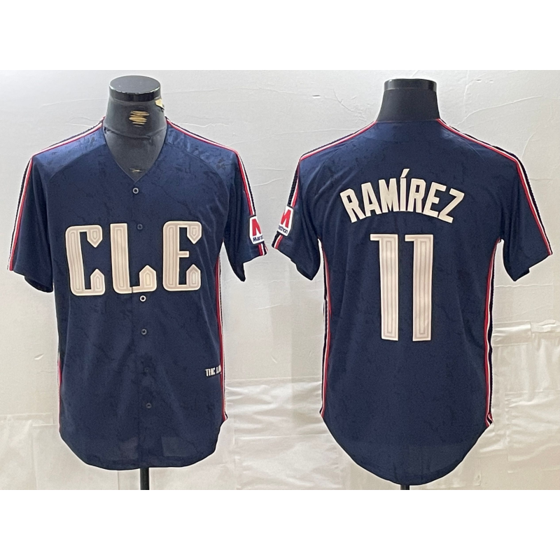 marshops Cleveland Guardians #11 Jose Ramirez Navy  2024 City Connect Limited Stitched Jersey